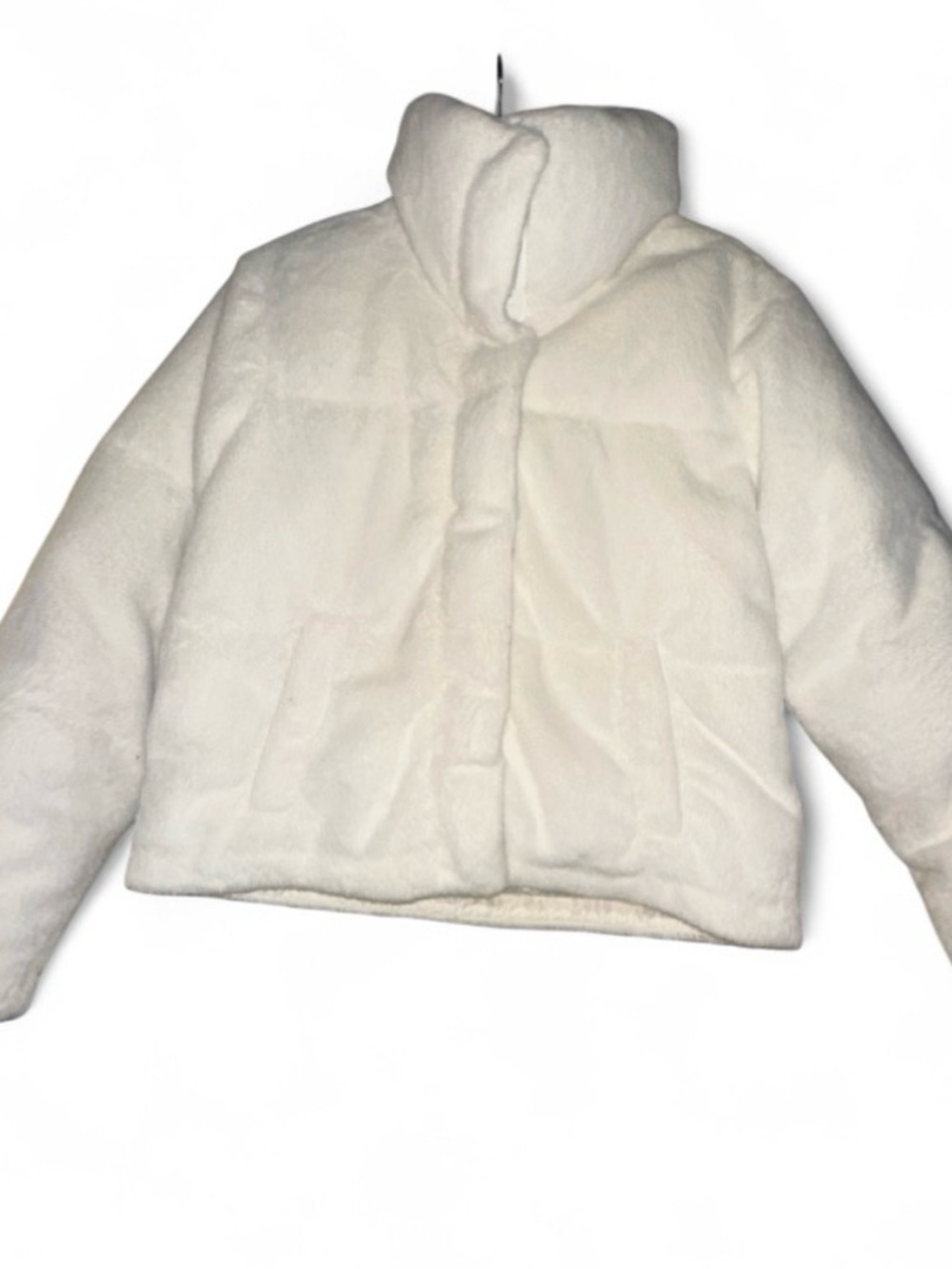 Abercrombie & Fitch White Faux Fur Puffer Jacket